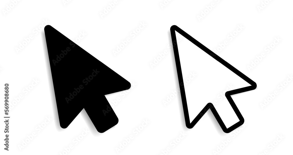 Poster mouse pointer icons with a shadow on a transparent background. a set of cursor pointers. vector illu