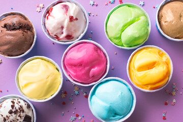 Various ice creams or gelato