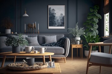 Modern living room. Generative AI.