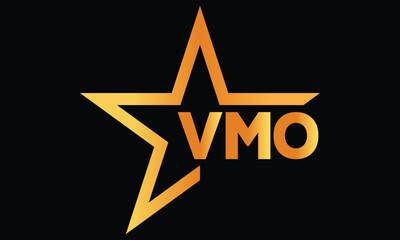 VMO golden luxury star icon three letter logo design vector template. royal logo | luxury logo | jewelry logo | premium logo | iconic logo | Victoria logo |	
