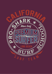 Fototapeta na wymiar Surf typography, t-shirt graphics, vectors