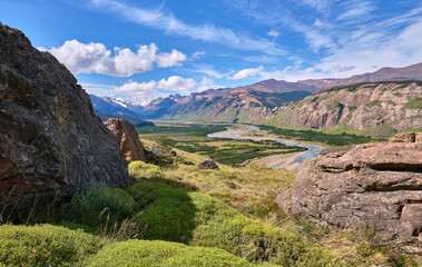 view of the valley in el chalten, patagonia argentina