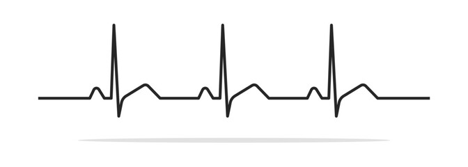 Fototapeta premium Heartbeat pulse, rhythm, Electrocardiogram, ECG, and EKG seamless signal line pattern isolated on a white background with editable stroke. Vector illustration