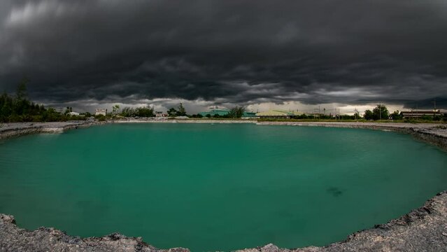 The arcus rain cloud was black and the rain poured into the well.