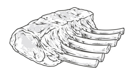 Fototapeta premium Meat ribs emblem vintage monochrome