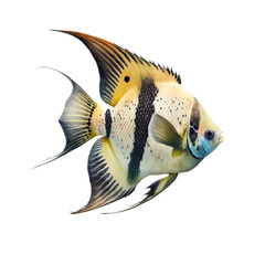 Multi Color Angelfish Illustration, Transparent Background, PNG, Generative AI 