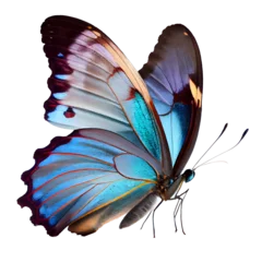 Foto op Plexiglas Stunning close-up portrait of a blue sitting butterfly. Generative AI. © PNG-Universe