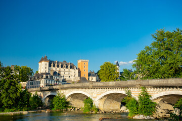 Pau, France, view of the castle over the river