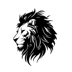Black and white portrait of a lion. Vector illustration