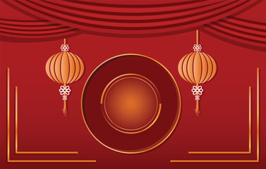 Background design for 2023 Chinese new year. Chinese new year backdrop with circle in the middle. Greeting card.