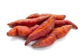 Boiled sweet potatoes in white background