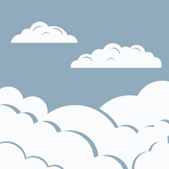 Vector illustration of cloud cartoon design on sky blue background. Cloud and blue sky wallpaper.