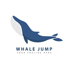 Blue whale logo vector illustration, whale symbol creative design.