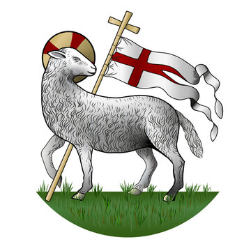 Lamb of God with Halo and Cross with Standard