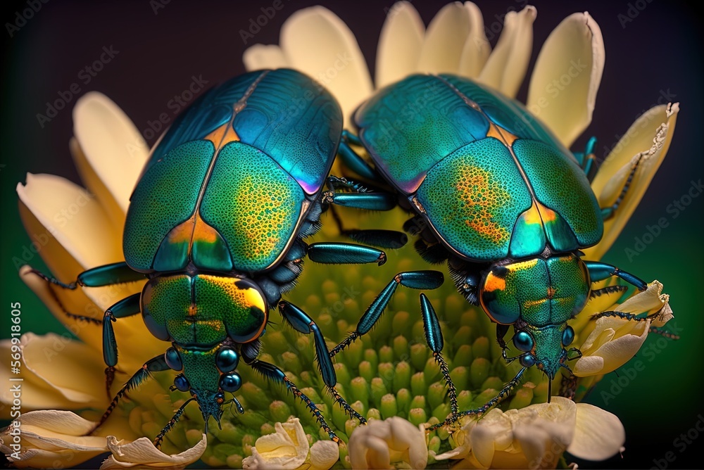 Aufkleber close-up of a flower bug generative ai