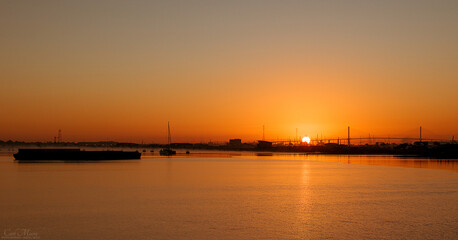sunset over the river