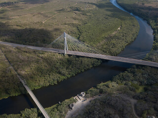 River and bridge in the Dominican Republic birds view