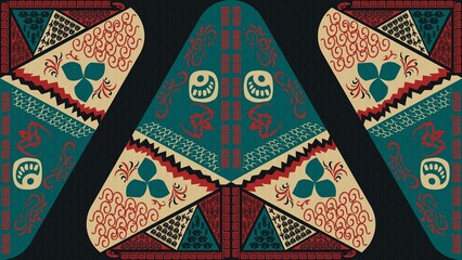 Geometric shapes with folky modern decorations, background, illustration, wallpaper, 