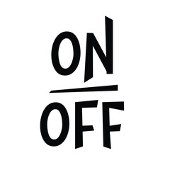 On Off text design. simple silhouette calligraphy. lettering vector.