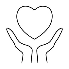 hands heart icon on white background, vector illustration.