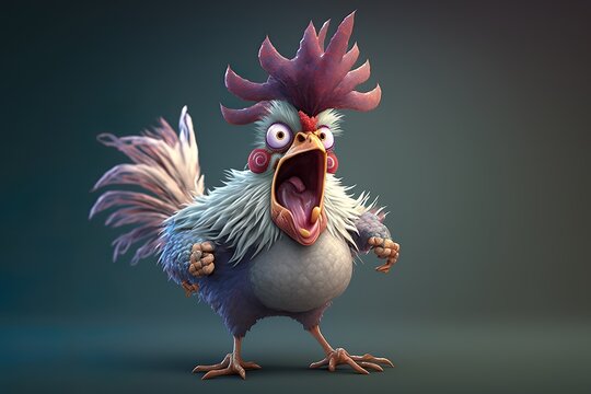 Picture Of A Colorful Crazy Chicken