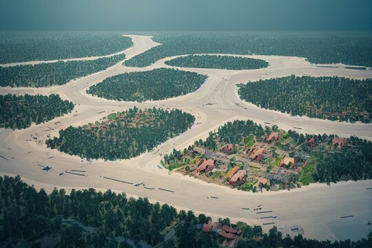 Aerial View Of Construction Site With New Tightly Packed Homes In South Carolina. Family Houses As Example Of Real Estate Development In American Suburbs. Generative AI