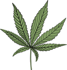 simplicity cannabis leaf freehand drawing