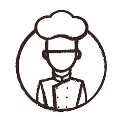 Chef in a cooking hat. Logo, avatar chef symbol. Outline style vector illustration