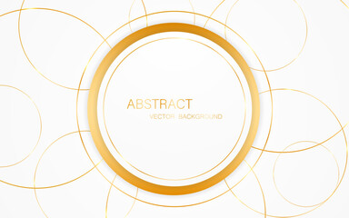 Abstract white and gold circle with luxury golden lines on color background. Elegant white background. vector illustration
