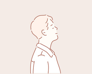 Man Close Eyes Peaceful Calm. Hand drawn style vector design illustrations.