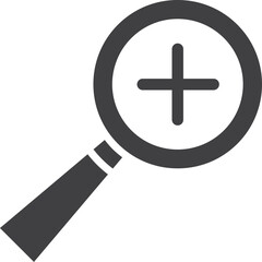 Fototapeta premium Black magnifying glass with croos sign. Zoom in symbol