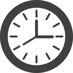 Wall clock icon. Black interior time decoration