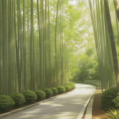 Blurred Bamboo Forest: A Dreamy Depth-of-Field Landscape