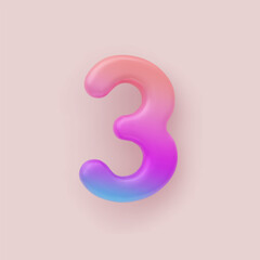 3D Colorful Gradient number 3 on a light background