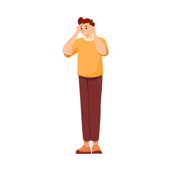 Obraz premium Man Character Suffering from Pain or Ache in His Head Vector Illustration