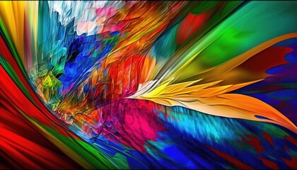 Obraz premium a multicolored painting of a flower with a black border around the edges of the image and a black border around the edges of the image. generative ai