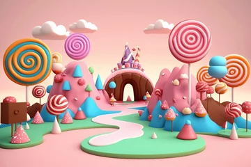 Poster Colorful candy land. Generative ai. © Bildwasser