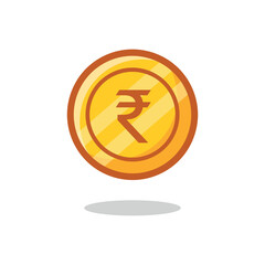 Golden Indian rupee coin vector icon .