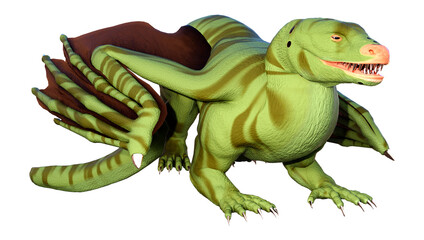 3D Rendering Fairy Tale Dragon on White