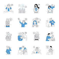 Bundle of 16 Fear and Anger Illustrations

