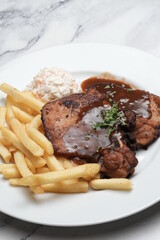 grilled chicken with fries