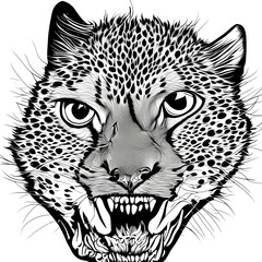 running Cheetah hand-drawn with ink on white background logo - generative ai
