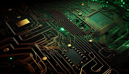 Futuristic circuit board, Illustration high computer technology,  Hi-tech digital technology concept with Generative AI Technology.