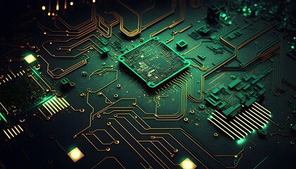 Futuristic circuit board, Illustration high computer technology,  Hi-tech digital technology concept with Generative AI Technology.