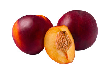 Nectarine fruit isolated on transparent background close up
