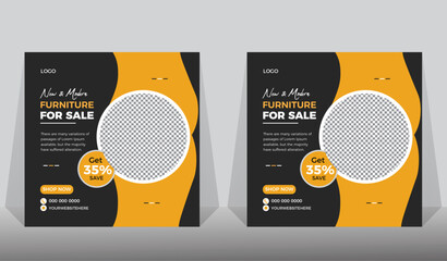 social media post template Modern furniture sale.New arrival sale square digital marketing.