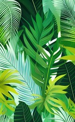 palm leaves background created with Generative AI technology