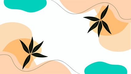 Naklejka premium SIMPLE ILLUSTRATION AESTHETIC LEAF BACKGROUND PASTEL FLAT COLOR. FLORAL MODERN SHAPE DESIGN VECTOR. GOOD FOR WALLPAPER, POSTER, COVER, GREETING CARD