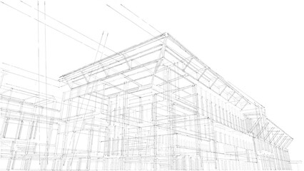 Fototapeta premium Architectural sketch of a building