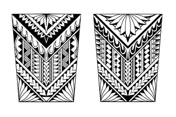 Wrap around arm polynesian tattoo set design. Pattern aboriginal samoan. illustration EPS10